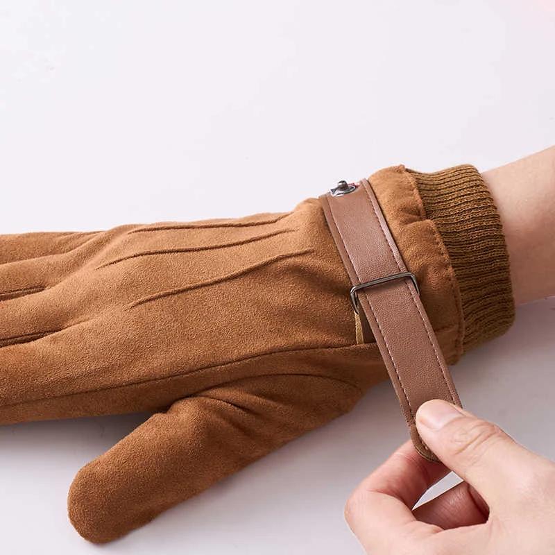 Gants de Cyclisme en Daim pour Homme Hiver Gants Épais Randonnée Polyester Écran Tactile Chaud Moelleux Moto Doux Gants pour Livreur