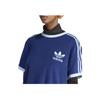 Adidas Originals Solid Color Crew Neck Three-Stripe Short Sleeve T-Shirt Women Tops Blue IR7465