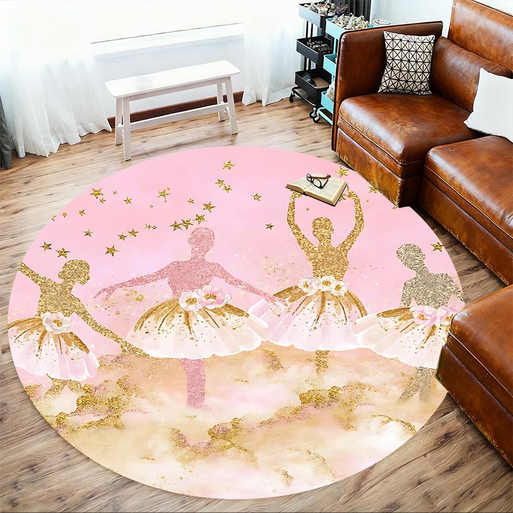 1pc Ballerina Ballet Round Chair mat Area Rug - Non-Slip, Floor Mat for Office, Bedroom, and Indoor Decor c1125616
