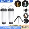 1-2PCS 2000MAH Camping Lantern IPX4 Waterproof 160LM Outdoor LED Camp Lamp Type-C Charging Mini LED Flashlight for Emergency