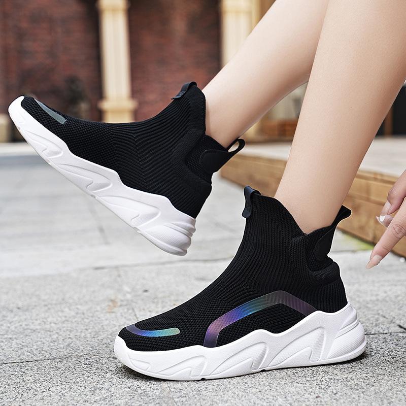Scarpe sportive in mesh lavorato a maglia a trama larga, scarpe tipo calzino alte, leggere, ammortizzanti, da ginnastica, con cocco