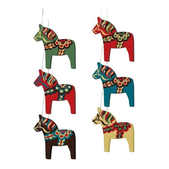 

6/12 шт. Рождественское украшение, красочный дизайн лошади, подвесное украшение со шнурком, настольное/настенное украшение для рождественской елки, для вечеринок 6pcs
