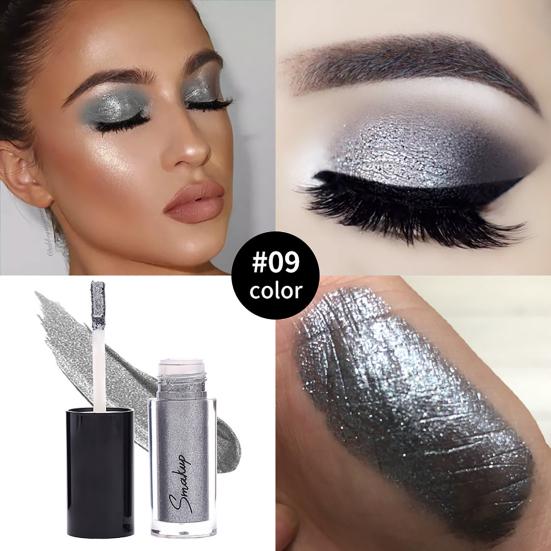 10 Farben Glänzender Glitzer Langlebiger Flüssiger Lidschatten Perlglänzendes Augen-Make-up Kosmetik