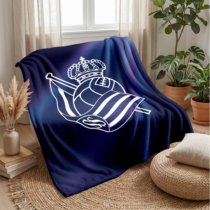 Real Sociedad FC Soft Flannel Fleece Blanket Lightweight Cozy Warm Throw Blanket For Sofa Bed Home Decor