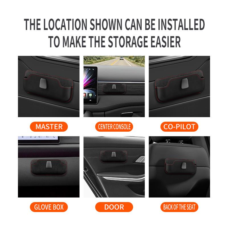 Car Glasses Case Auto Adhesive Type Sun Visor Suede Glasses Holder Sunglasses Clip Card Ticket Holder Universal Car Storage Box