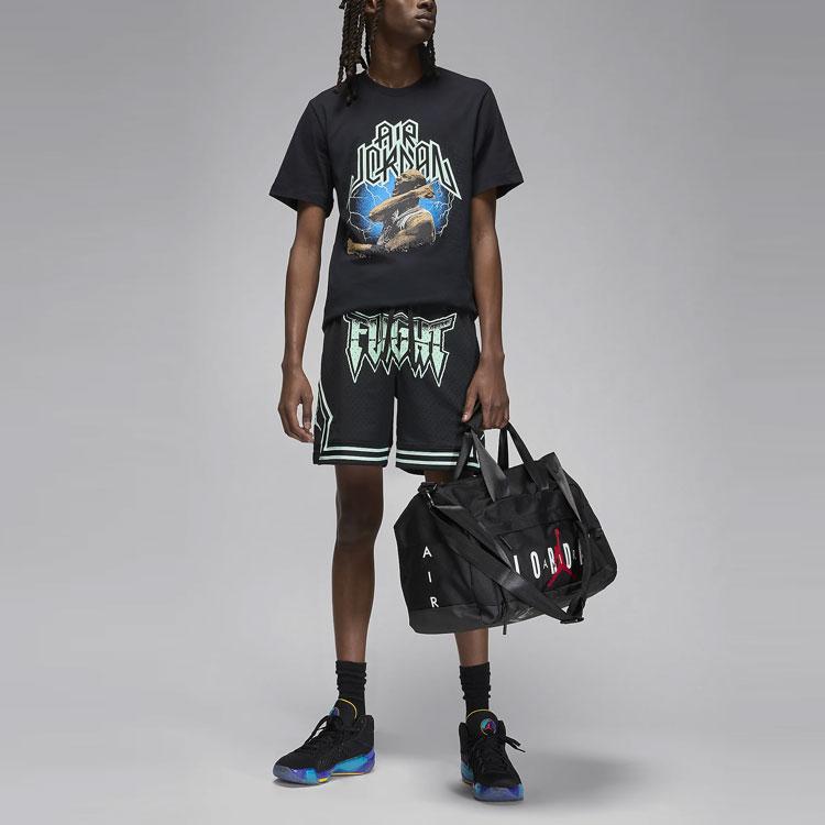 Jordan Sport Logo Letter Print Character Pattern Ribbed Round Neck Short Sleeve T-Shirt Men Tops Black FN6016-010