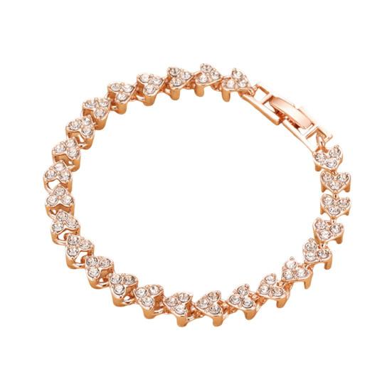 Bracelet Cubic Zirconia Stones Inlaid Luster Bracelet Allergy-Free Adjustable Length Lobster Clasp Bracelet Sparkling Jewelry Gift