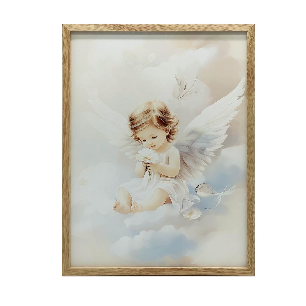 Plakat Uroczy Aniołek Na Chmurach Plakat Uroczy Aniołek Na Chmurach, 40X50 Cm, Rama Aluminiowa Złota, Papier Matowy 230 Gsm