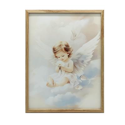 Poster Cute Angel On Clouds Poster Cute Angel On Clouds, 40X50 Cm, Gold Aluminum Frame, 230 Gsm Matte Paper