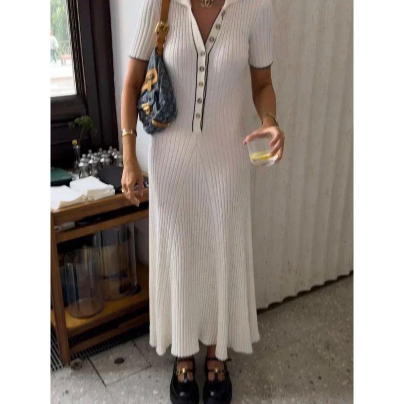 Party Collar High Waisted Knitted Dress Lapel High Waist Knitted dress