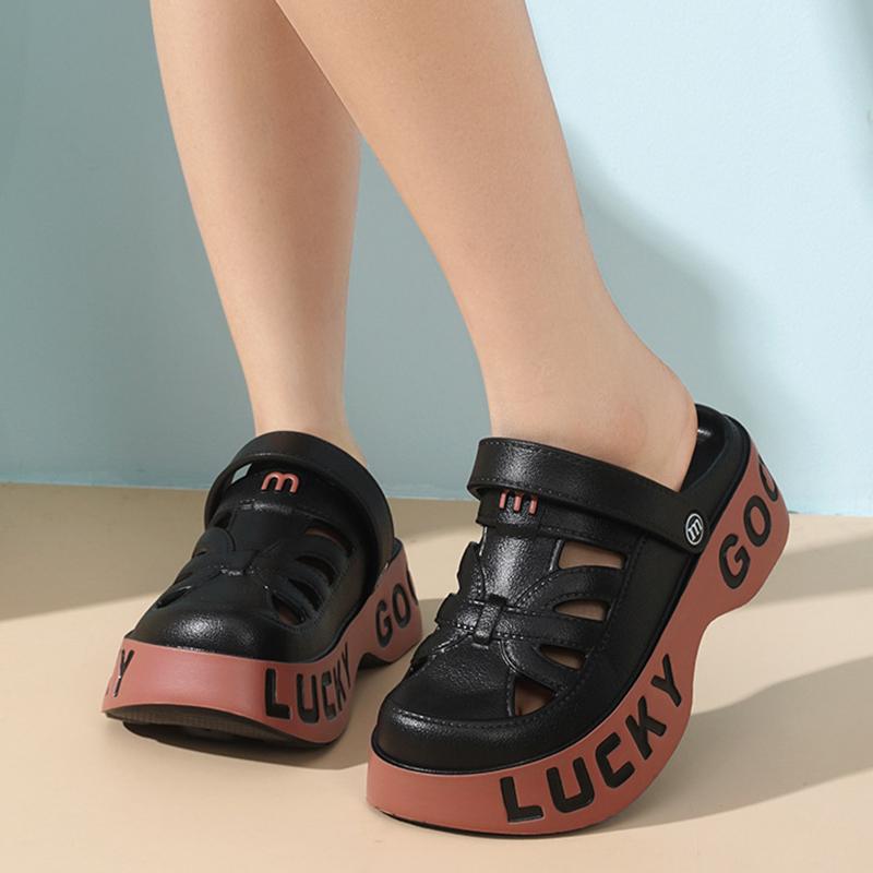Fashion Smile Women's Sandals New Summer Casual Cave Shoes Popular Thick-soled Sandals Comfortable Non-slip Odor-resistant Beach Sandals