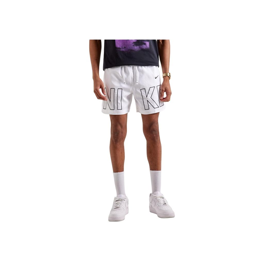 Nike Sportswear Letter Print Drawstring Straight Leg Sports Shorts Men shorts White FJ1653-100