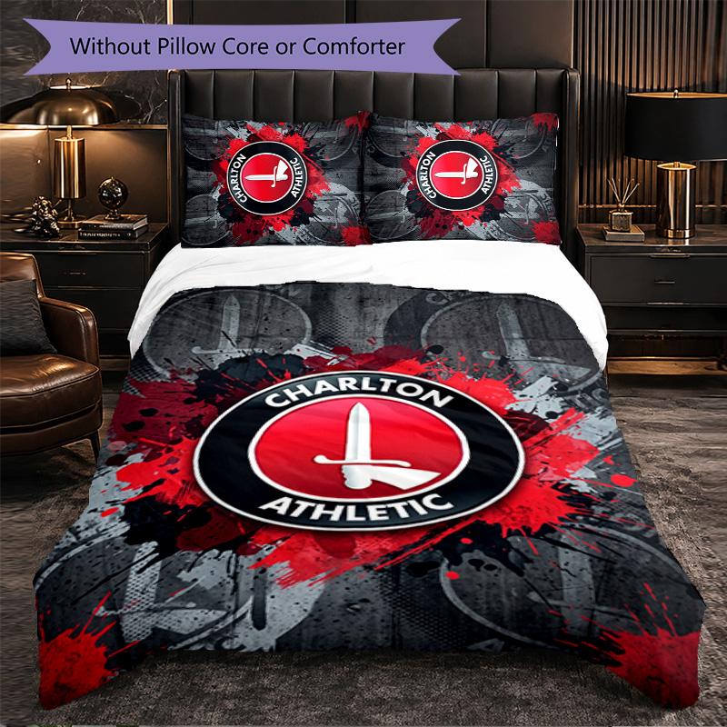 Biancheria da letto a tema Charlton Athletic FC Set 3 Pezzi Copripiumino Biancheria da letto Decorativa Per Camera Adolescenti Decorazione Casa