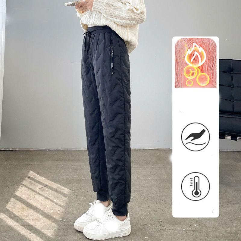 Women's Plush Thick Fleece Lined Sweatpants Straight-leg Waterproof Pants Outdoor Windproof Outerwear Thermal Trousers 1 Pcs