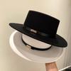 Unisex Retro Black Wool Fedora: Stylish Wide Brim Hat for Fall & Winter