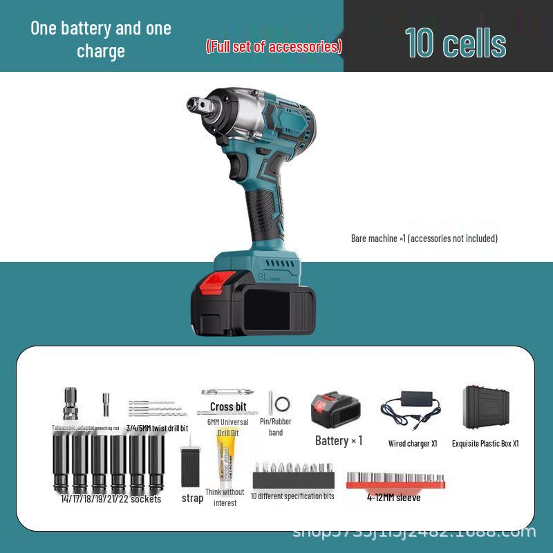 Brushless High-Torque Cordless Electric Impact Wrench with Lithium Battery for Auto Repair