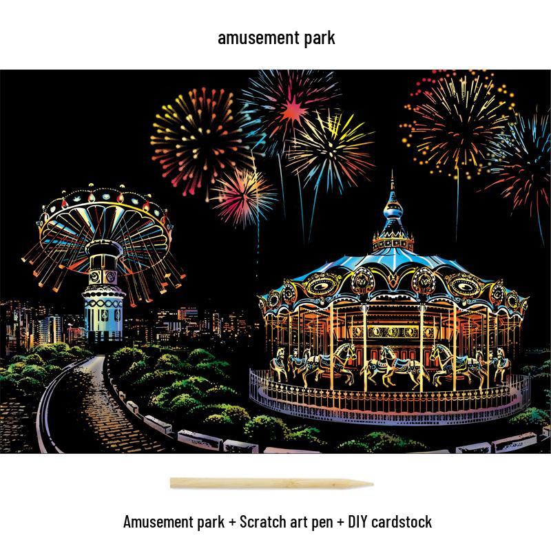 

Ночной вид города Скретч-арт – DIY Креативная ручная роспись Подарок для лучшей подруги