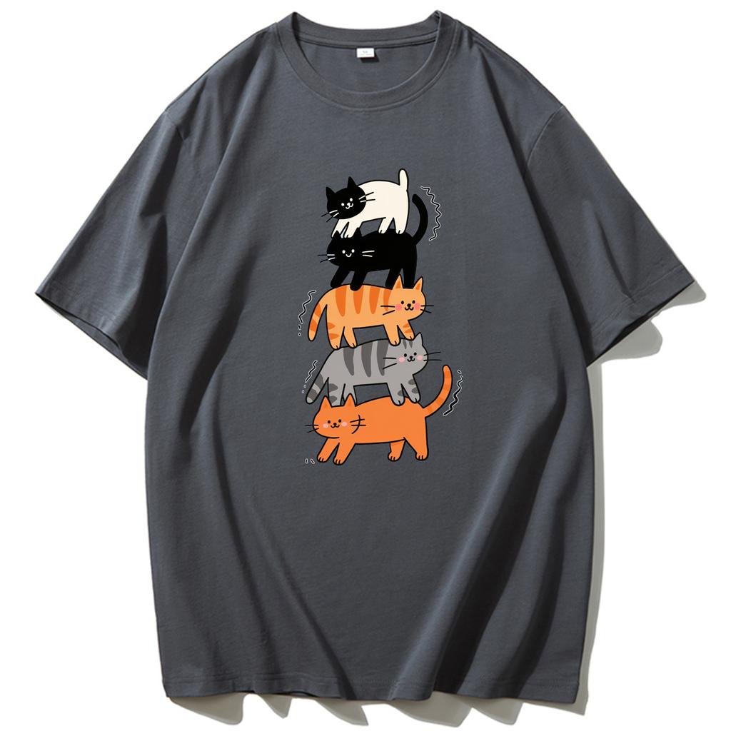 Funny Cat Jenga Printed Tshirt Graphic Tshirt Highquality Shortsleeved Tshirts for Men and Women Mens Sportswear Mens Top