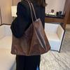 Vintage Large Capacity Tote Bag PU All-match Shoppoing Bag Women Girls Shoulder Bag Daily Life Commuting Bag