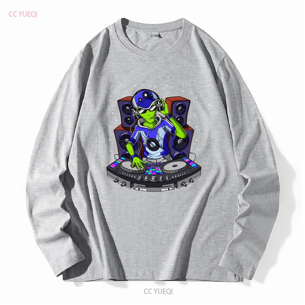 Alien Techno DJ T Shirt Psytrance Dubstep Music House EDM Festival Clothing Outfit Long or Short Sleeves Vintage Washed Soft
