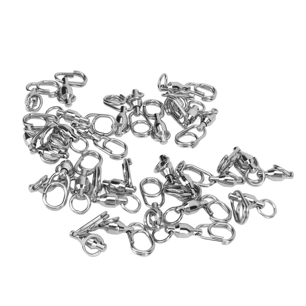 30pcs High Strength Fishing Snap Swivels Ball Bearing Swivels Stainless Fishing Swivels with Oval Split Ring For