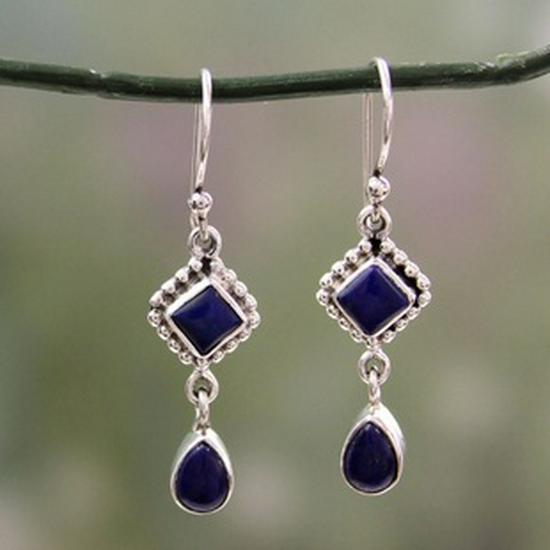 Fray Wish New Blue Topaz Drop Earrings for Women - Creative Rotating Waterdrop Pear Shape
