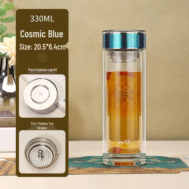 

Kuangdi Glass & Titanium Tea Strainer Cup - Office & Car-Friendly 330ml-380ml