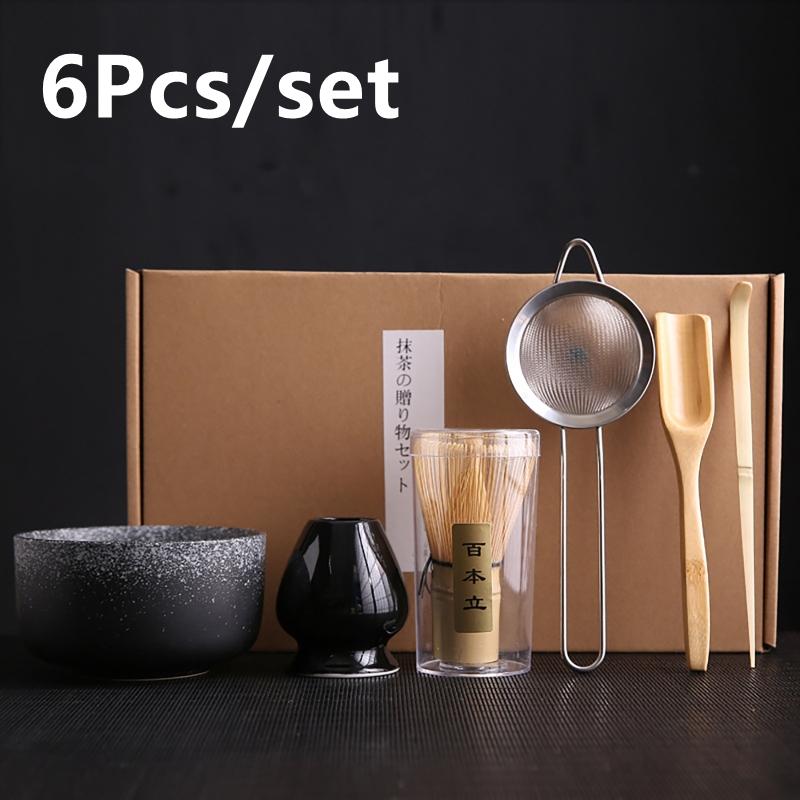 

Набор из 6 предметов: бамбуковый венчик для чая матча, ложка и подставка, чаша для матча с ситечком, аксессуар для японской чайной церемонии матча
