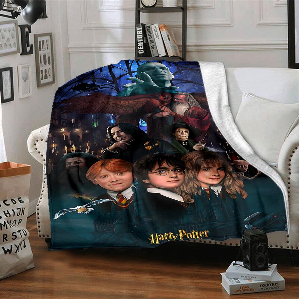 1pc Harry Potter Flannel Throw Blanket - HD Printed Lightweight Soft Warm All-Season Blanket for Sofa, Bed, Travel, Camping 104