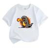 Cute Cartoon Dinosaur Fire Breath Print Kids T Shirt 100% Cotton Crew Neck Short Sleeve Tee for Boys Girls Casual Lightweight Soft Summer Daily Wear T