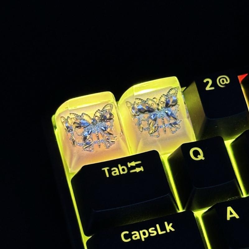 DIY Resin Mechanical Keypad Keycap Butterfly Cartoon Pattern Height Translucent Keycap for Mechanical Keypad Accessories