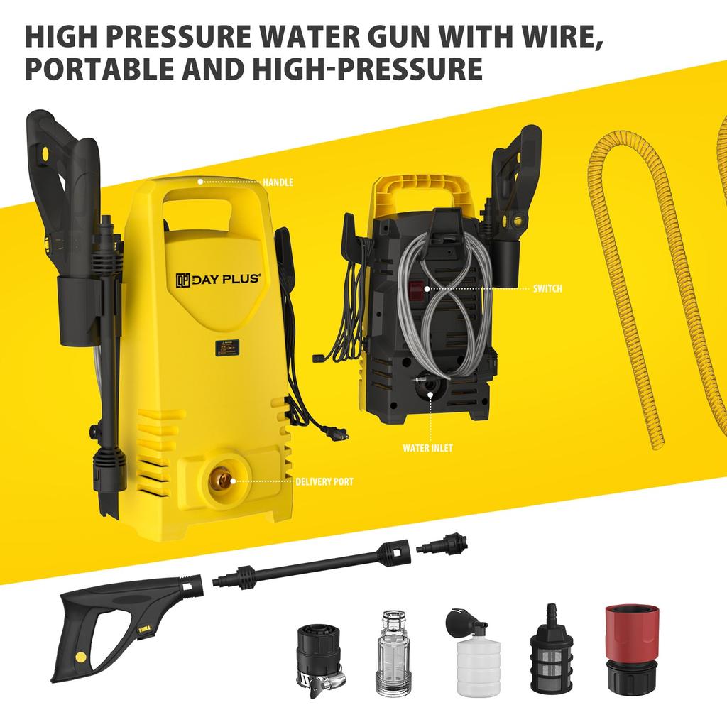 5000W Elektrický vysokotlaký čistič 350Bar/5000PSI Power Jet Wash Terasa Auto s průtokem 5 l/min Elektrický tlakový čistič