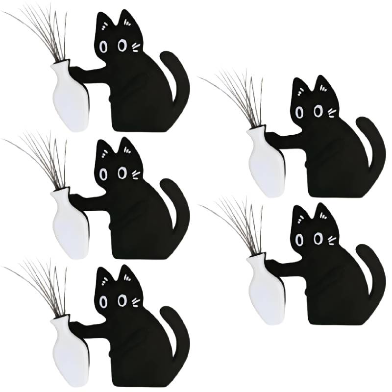 Black Cat Fridge Magnet Kawaii Cat Whisker Storage Refrigerator Magnets Collection Memorial Box Household Workspace Decoration For Cat Lovers