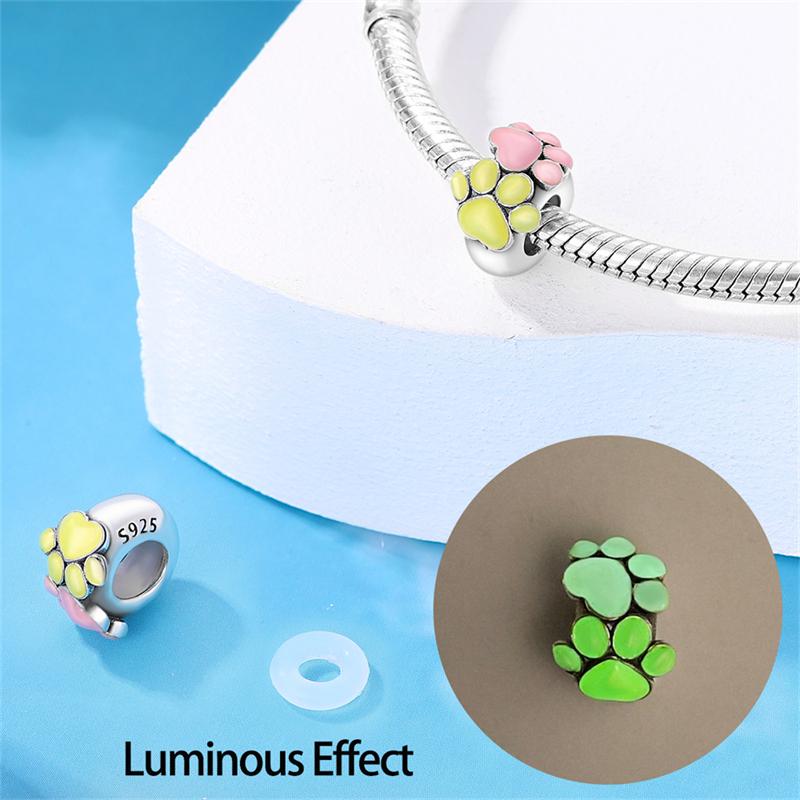 New Copper Glow In The Dark Butterfly Cat Paw Heart Charms Beads Pendant Fit Qikaola Original Bracelets Diy Jewelry