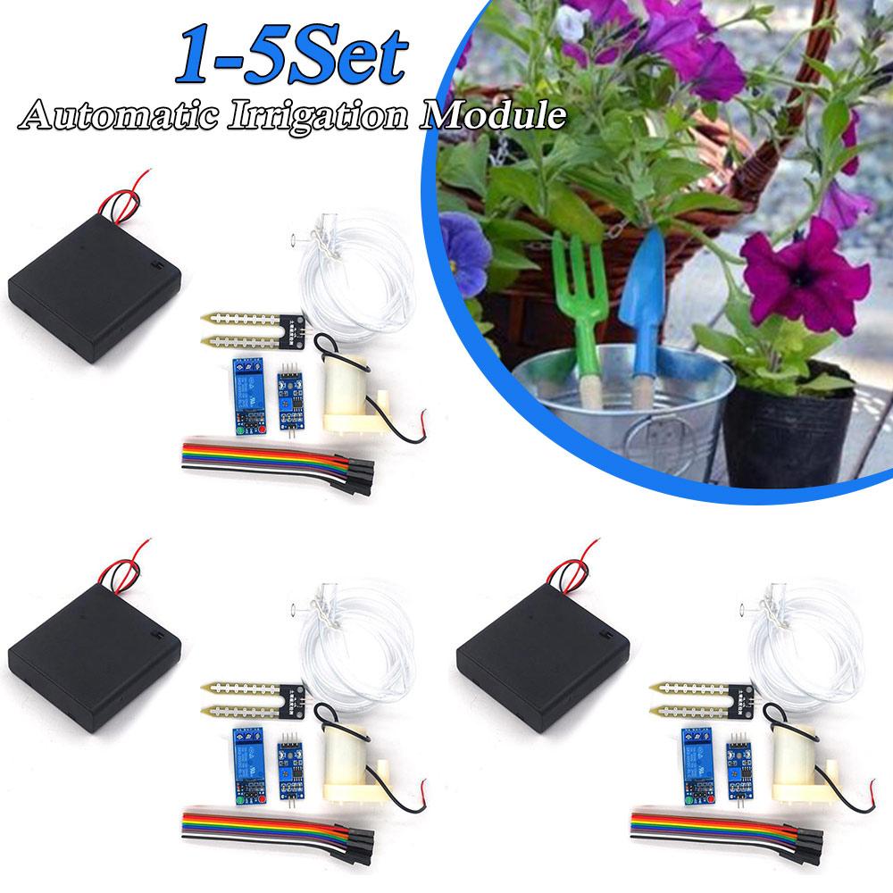 1-5 Sätze Wasserpumpenmodul-Kit Automatisches DIY-Bodenfeuchtedetektion Garten-Tropfbewässerung Bewässerungssystem Zubehör
