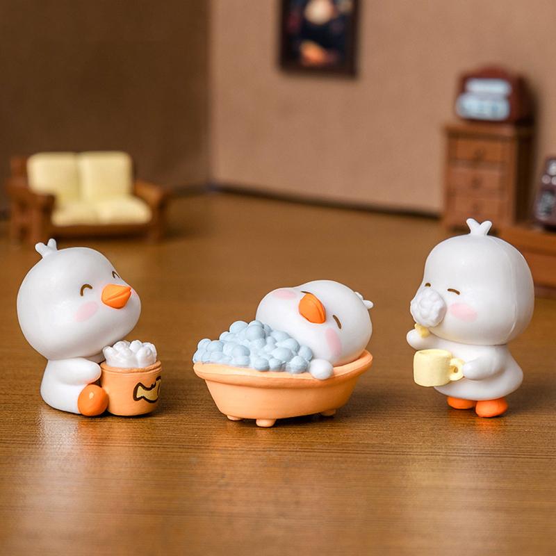1Pc Kids Gift Cute Duck Figurines Miniature Craft Ornament Micro Landscape Kawaii Desk Car Interior Accessories Home Decoration