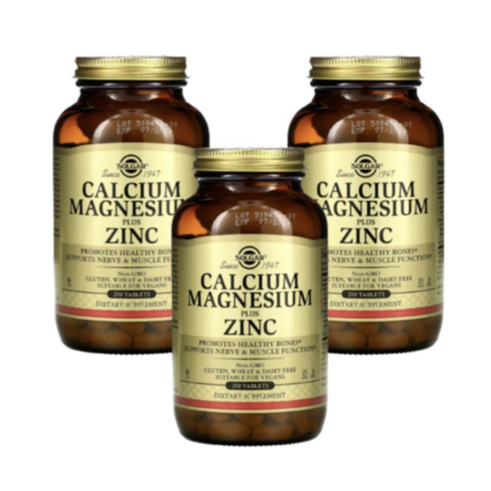 Solgar Calcium Magnesium Plus Zinc 250 Tablets (3 Pcs)