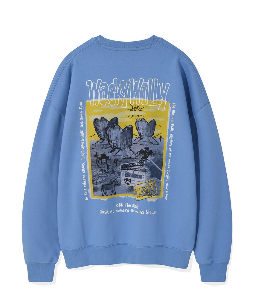 WACKY WILLY Picture Graphic Sweatshirt Blue