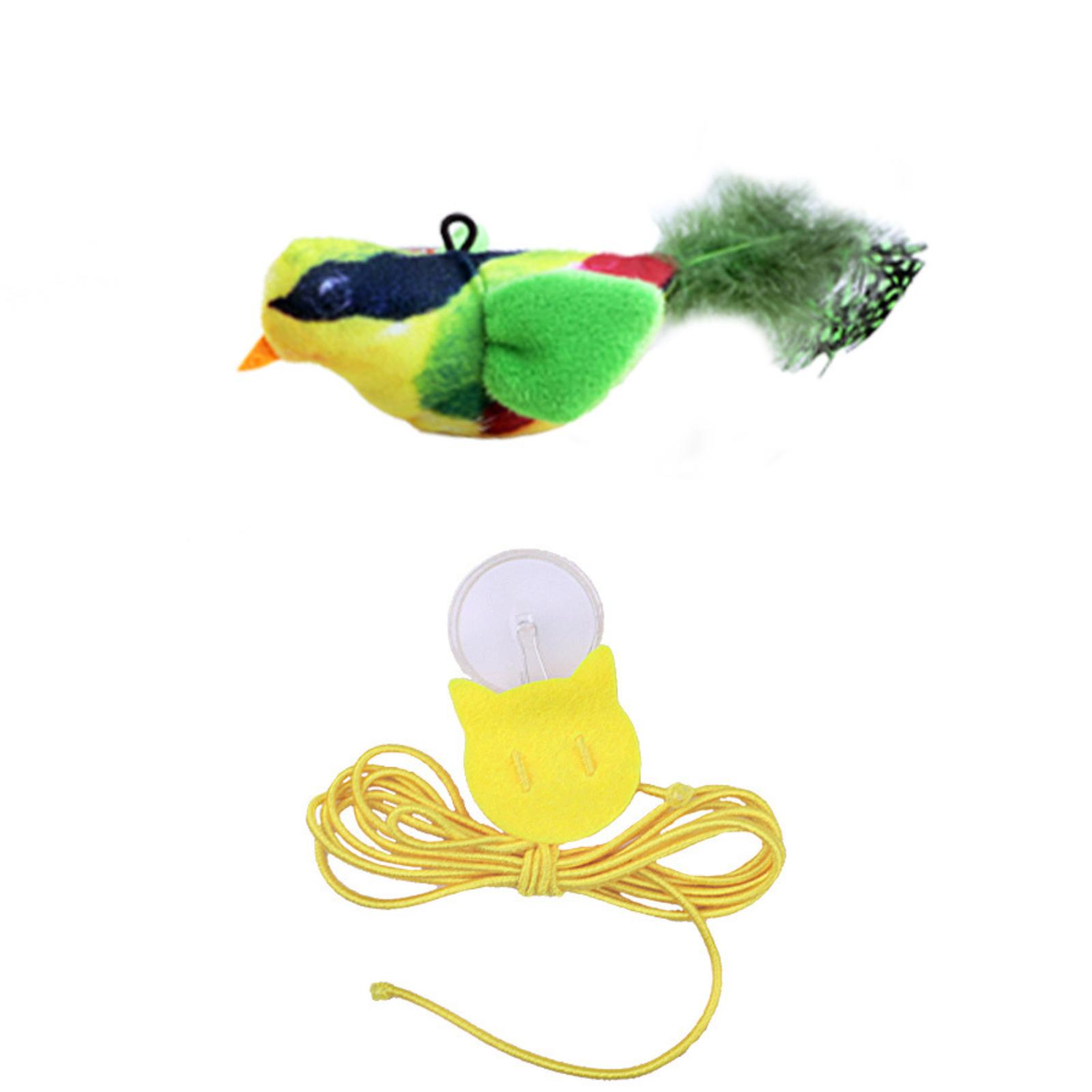 

Bird-Sounding Chew Toy For Cats Hanging Feather Teaser Wand One Size