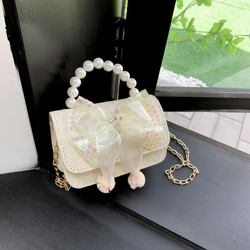 

New Lace Pearl Bow Small Square Bag Travel Lipstick Crossbody Bag Small Bag Bolsos De Mujer Lujo 2025 Drop Shipping