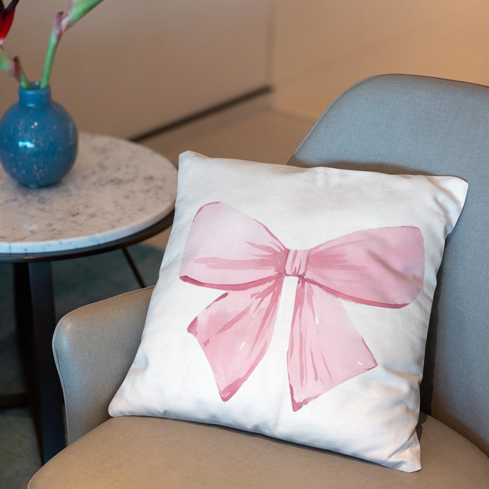 Pink bow cherry Cushion Cover 2-in-1 Reversible Plush Pillow Cover | Car/Sofa/Bed | Perfect Gift