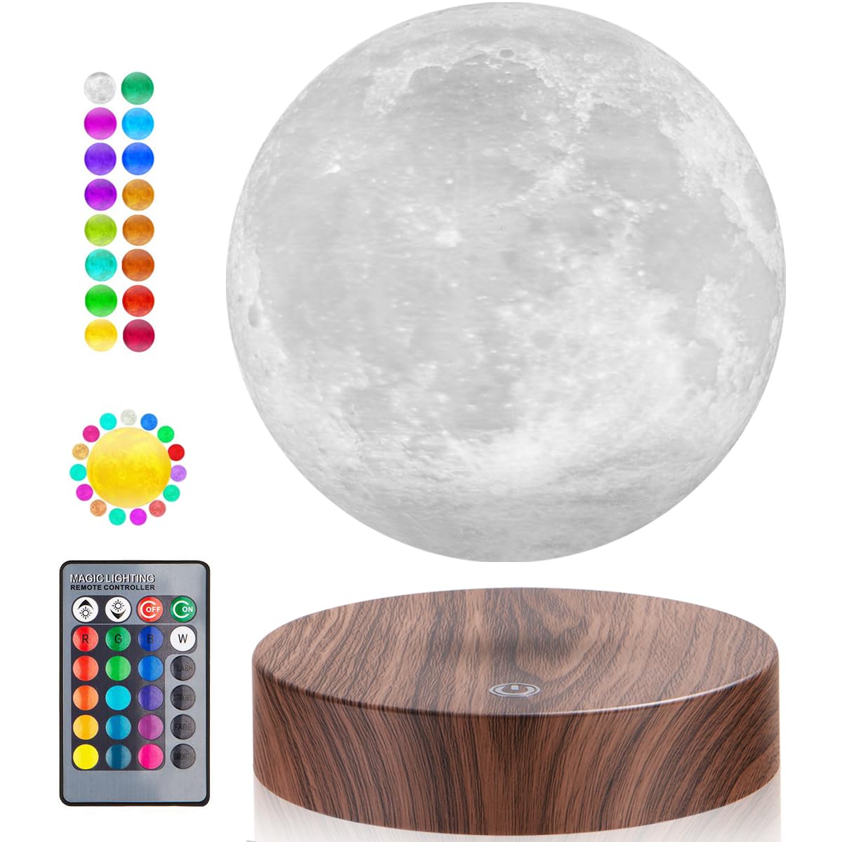 

Magnetic Levitation Moon Lamp, Floating and Rotating 3D Printed LED Moon Lamp with 16 Color Modes, Magnetic Levitation Moon Night Light for Home
