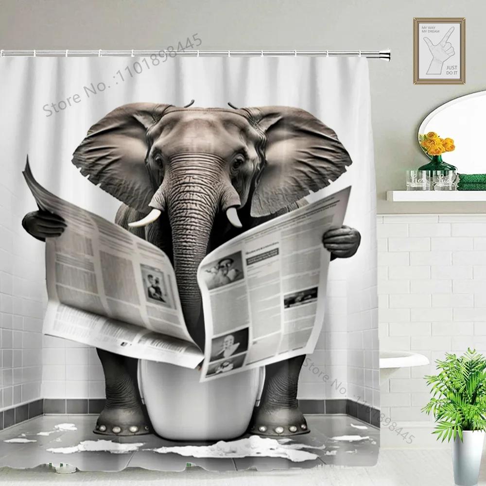 Lustiger Tier Duschvorhang Badewanne Yak Kuh Esel Dschungel Wildtiere Modern Minimalistisch Toilette Lesen Ziege Badezimmer Duschvorha