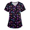 Women's Fashion V-neck Short Sleeve Workwear With Pockets Valentine's Day Printed Tops