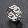 Huitan Metal Chains Linked Design Women Rings with Shiny Cubic Zirconia Hip Hop Rock Style Female Finger Ring Daily Wear