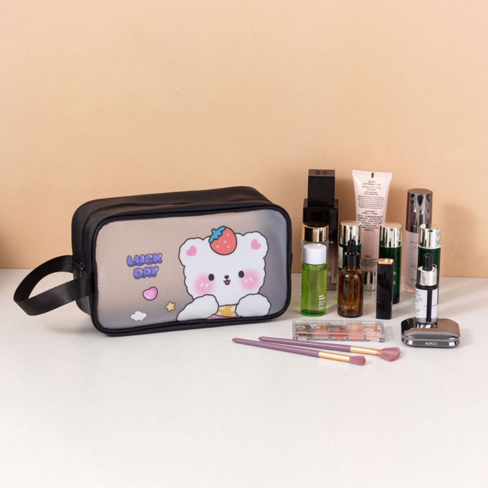 Portable Cartoon PVC Cosmetic Bag Ins Storage Bags Handbag Transparent Wash Bag  Travel
