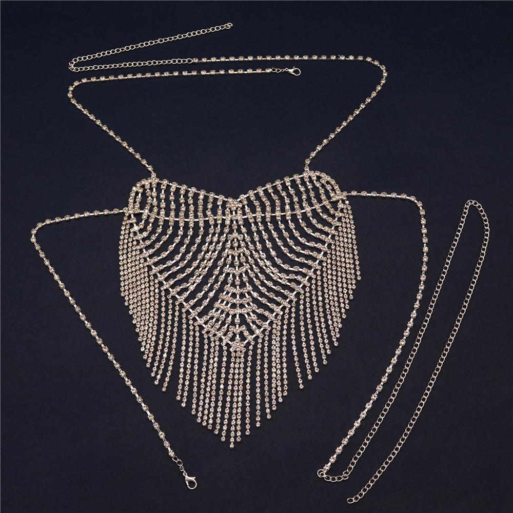 Luxury Heart-Shaped Rhinestone Back Chain, European And American Fashion And Sexy Body Chain Accessories Back Chain
