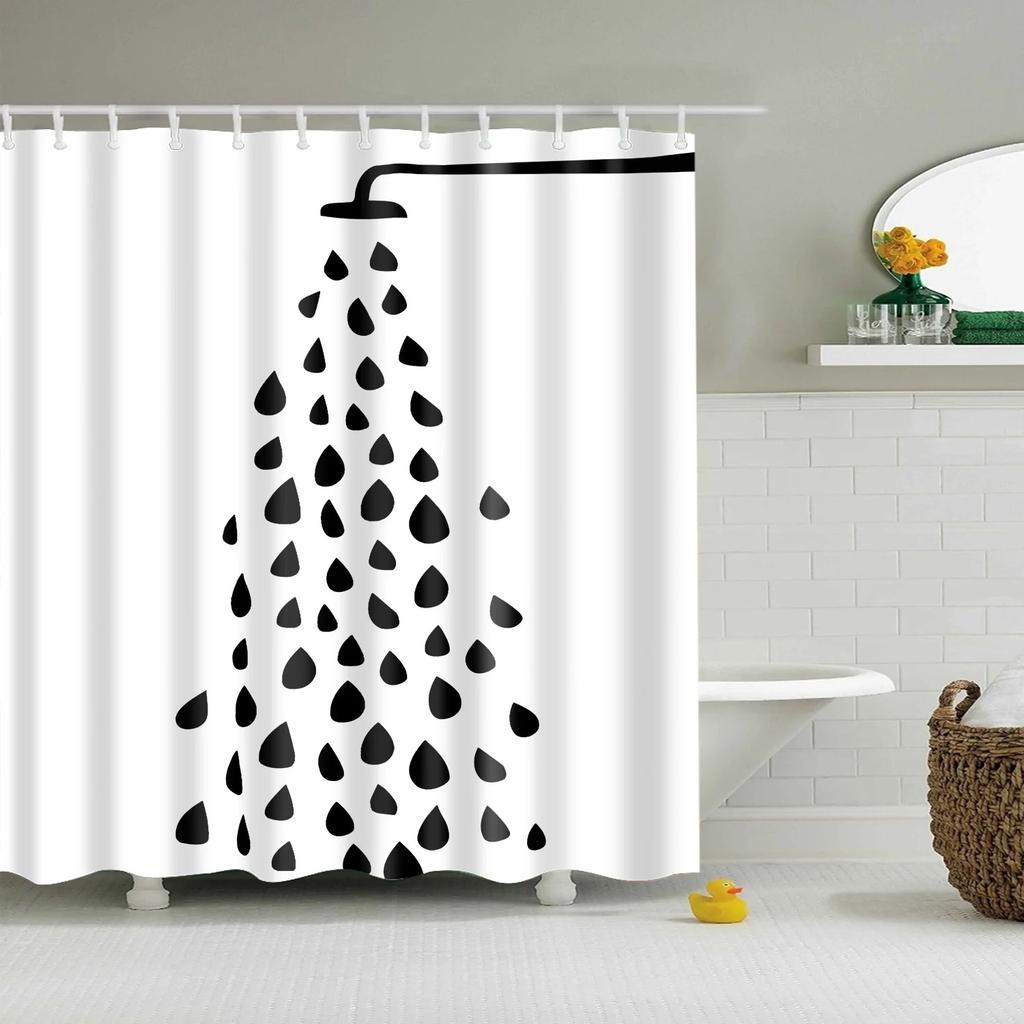 Cartoon Bathing Animal Print Shower Curtain Cute Cats Whale Unicorn Hand-Painted Graffiti Kid Child Bathroom Decor Bath Curtain
