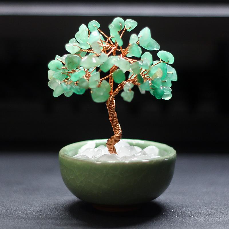 Handcrafted Yellow Citrine Money Tree Teacup Crystal Home Decor