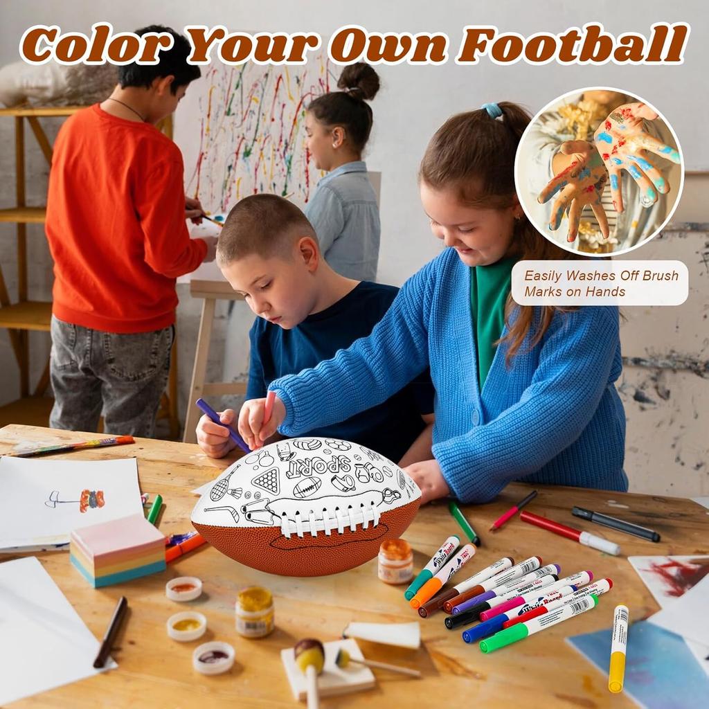 Size 6 Kids Football Custom Color Youth Football Color Your Own Footballs Includes Air Pump 12 Pcs Makers DIY Coloring Footballs Craft Gifts 10.4